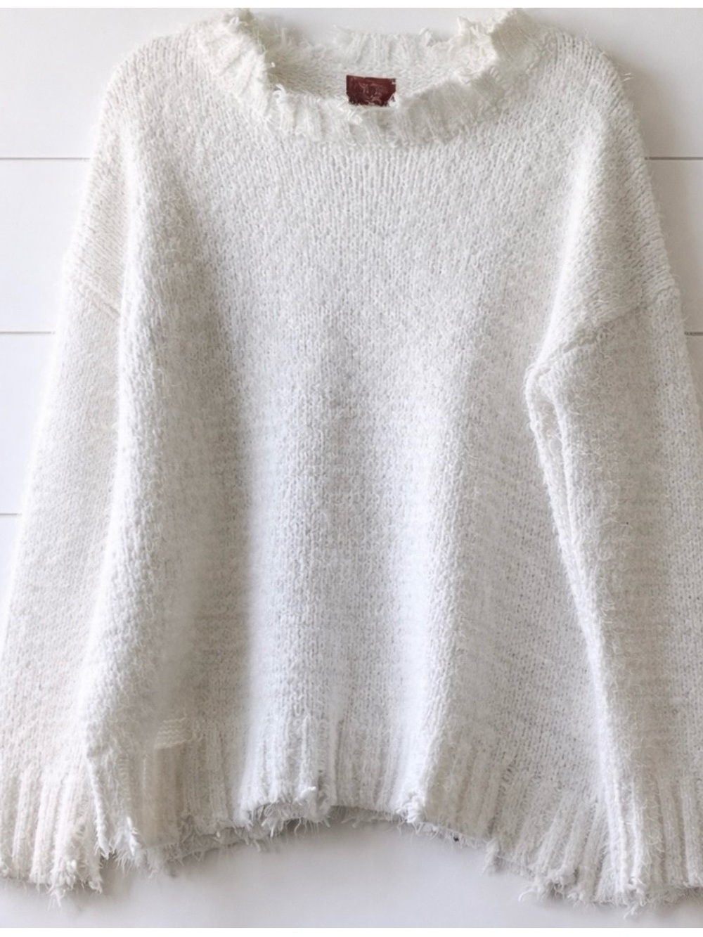 POL Distressed Eyelash Knit Sweater Boho Oversized Pullover Boutique Brand - Picture 1 of 6